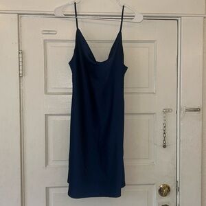 Navy Blue Silk Cocktail Dresss